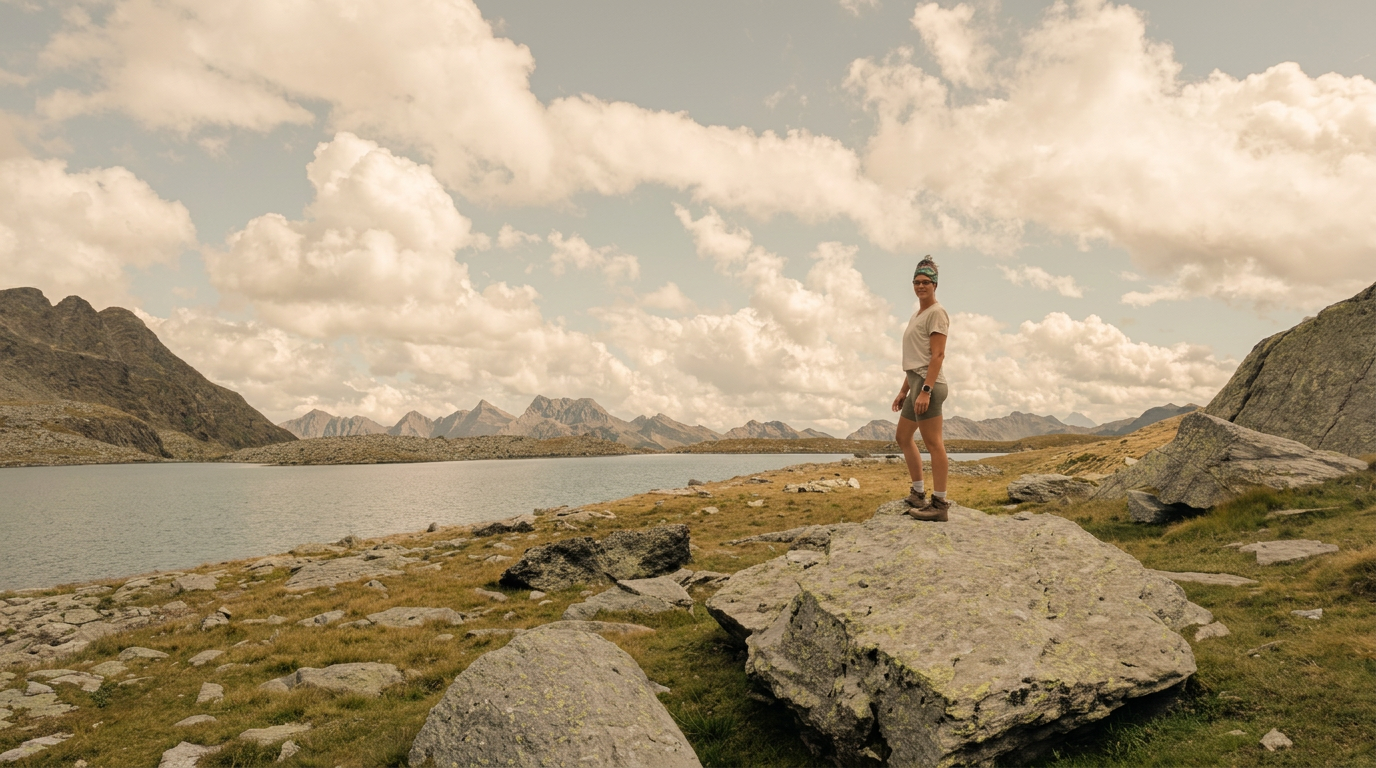 Christina in alpiner Berglandschaft am See